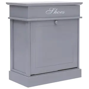 Shoe Cabinet Grey 50x28x58 cm Paulownia Wood