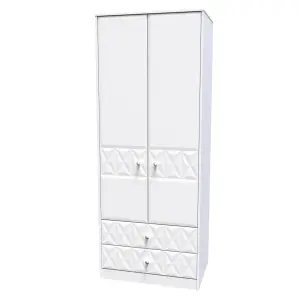 Toledo 2 Door 2 Drawer Wardrobe in White Matt (Ready Assembled)