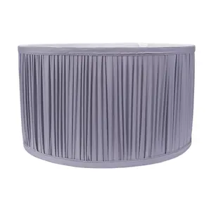 ValueLights Jess Powder Blue Fabric Ruched Pleated Large Drum Shade