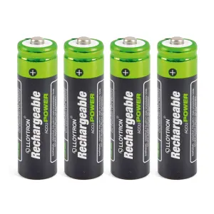 LLOYTRON NiMH Rechargeable AccuPower Batteries AA Size 800mAh 4 Pack