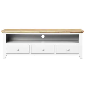 Florence Large White TV Stand with 3 Drawers and Shelf