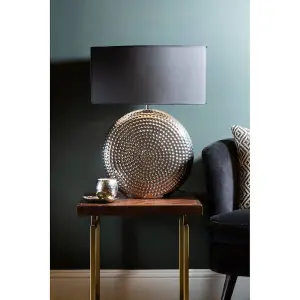 Interiors by Premier Small Hammered Chrome Finish Table Lamp