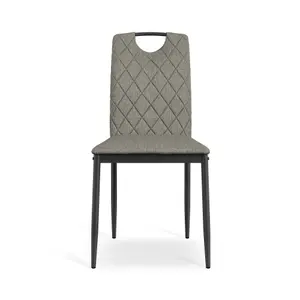 Set Of 6 Monza Fabric Dining Chair Modern Padded Seat Metal Legs Kitchen (Grey)