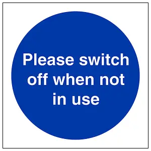 Switch Off When Not In Use Fire Sign - Adhesive Vinyl - 200x200mm (x3)