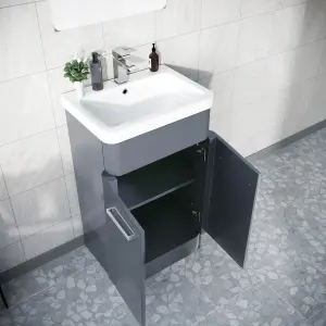 Nes Home 1000mm Steel Grey Vanity Cabinet and WC Unit with Back To Wall WC Toilet