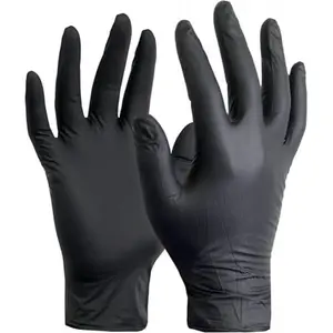 Pack Of 100 Black Heavy Duty Nitrile Disposable Safety Gloves Multi Purpose