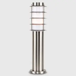 ValueLights Wharf 4 x Outdoor Stainless Steel Bollard Lantern Light Post - 450mm - Complete with 4w LED Candle Bulbs 3000K