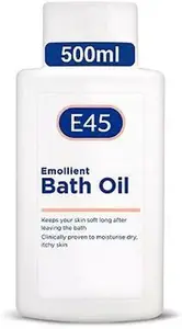 E45 Emollient Bath Oil To Moisturise Dry Skin And Gently Cleanse - 500Ml