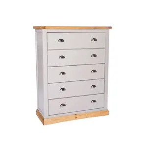 Bomporto 5 Drawer Chest of Drawers Chrome Cup Handle