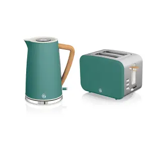 Swan Nordic Pine Green 1.7 Litre Cordless Kettle and 2 Slice Toaster