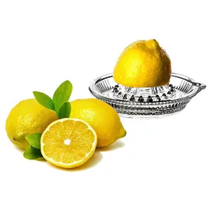 URBNLIVING 16cm Round Glass Citrus Lemon Orange Lime Squeezer Strainer Fresh Hand Juicer Tool