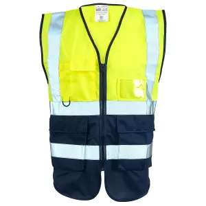 Hi Vis Executive Vest -Two Tone Yellow/ Navy - Medium