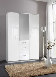 DUO 135 cm wide 3 door robe with mirrors and drawers