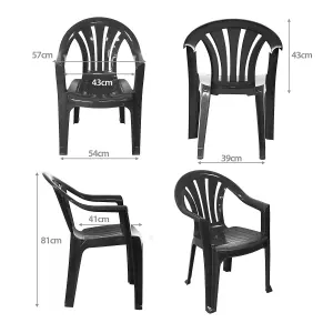 simpa Solana Anthracite Plastic Garden Chairs - Set of 4