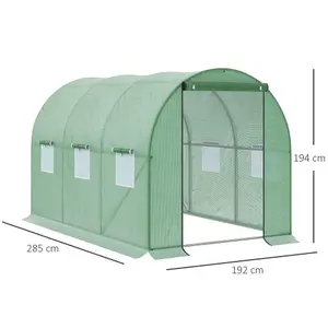 Outsunny Polytunnel Walk-in Garden Greenhouse with Zip Door and Windows 3 x 2M