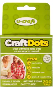 U-Craft Craft Adhesive Dots Extra Strength Permanent 10mm On A Roll Pack of 200 (2 packs)