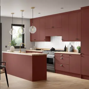 Premium Kitchens Ethos Matt red Modern Highline Cabinet door (W)400mm (H)715mm (T)18mm