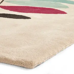 Beige Luxurious Modern Wool Abstract Rug For Bedroom & Living Room-120cm X 170cm