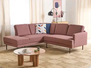 Right-Hand Corner Sofa BREDA Golden Brown Fabric Right Hand