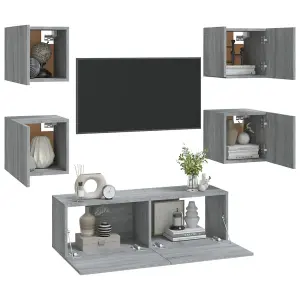 Berkfield Wall-mounted TV Cabinet Set Grey Sonoma Engineered Wood