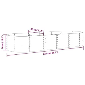 Berkfield Garden Planter Powder-coated Steel 224x80x36 cm Silver