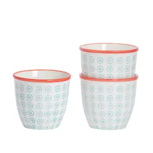 Nicola Spring - Hand-Printed Plant Pots - 14cm - Pack of 3