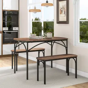 Costway 3-Piece Modern Dining Table Set 120cm Space Saving Kitchen Table Set