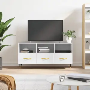 Berkfield TV Cabinet High Gloss White 102x36x50 cm Engineered Wood