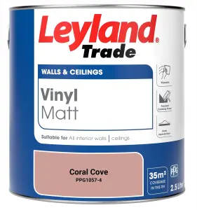 Leyland Trade Vinyl Matt Walls & Ceilings Emulsion Paint Coral Cove (PPG1057-4) 2.5L