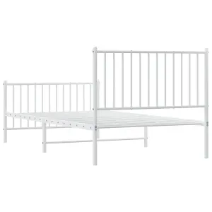 Berkfield Metal Bed Frame with Headboard and Footboard White 100x200 cm