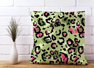 Green And Pink Leopard Print Cushions 45cm x 45cm