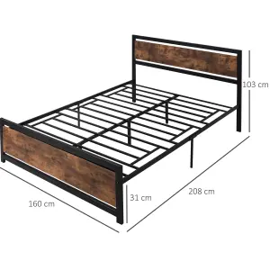 HOMCOM King Size Metal Bed Frame w/ Headboard & Footboard, 160x208x103cm