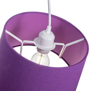 Traditional Linen Fabric Drum Shade for Pendant & Lampshade Purple / 19cm H x 30cm W x 30cm D