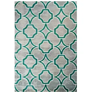 Emerald Green Grey Super Soft Geometric Area Rug 190x280cm