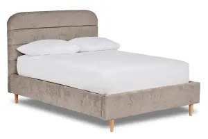 Crystal Contemporary Fabric Bed Base Only 4FT Small Double- Pavia Dove