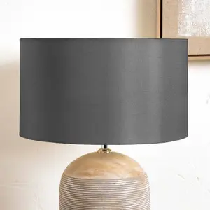 45cm Steel Grey Silk Cylinder Drum Table Floor Lampshade