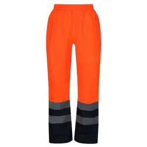 Regatta Professional Hi-Vis Waterproof Over Trousers Orange/Navy Blue - M