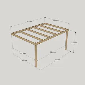 Wall Mounted Box Pergola - Wood - L300 x W360 x H270 cm - Rustic Brown