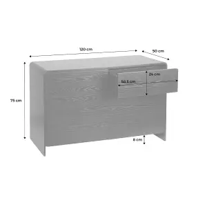 sweeek. 6-drawer rounded wood-effect chest Milo Black 120x50x75 cm