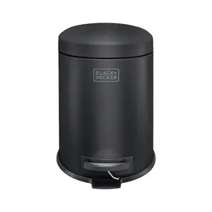 BLACK+DECKER 61349 5L Matt Black Dome Shaped Pedal Bin With Soft Close Lid