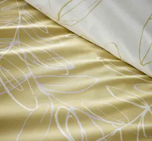 Vantona - Linear Leaves Yellow Floral Bedding Set - Kingsize