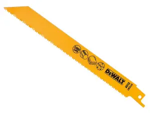 5 x Dewalt DT2387-QZ Bi-Metal Reciprocating Blade for Plastic & Pipes 203mm