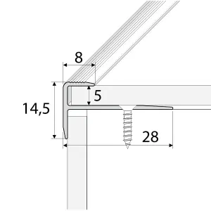 C24 28 x 14.5mm Anodised Aluminium LVT Stair nosing Edge Profile For 5mm Flooring - Gold, 0.9m