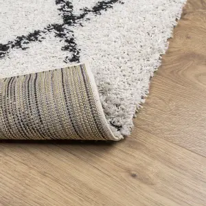 Shaggy Rug PAMPLONA High Pile Modern Cream and Black 160x230 cm