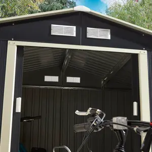 Trentvale 8X6 Metal Apex Shed Light Grey Dark Grey