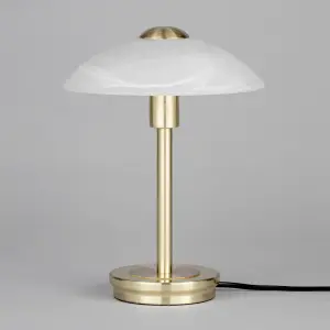 Litecraft Alasbaster Touch Satin Brass Table Lamp