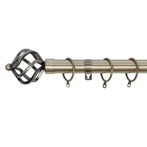 A.Unique Home Twisted Metal Extendable Curtain Pole with Rings and Fittings (25/28mm) - Antique Brass , 70cm - 120cm  Approx