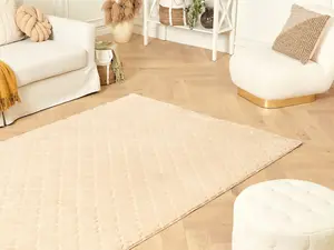 Faux Rabbit Fur Rug 160 x 230 cm Beige GHARO