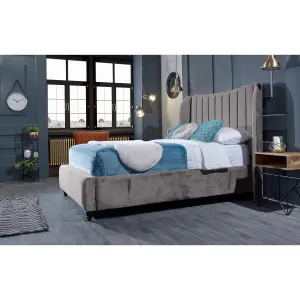 Carli Plush Velvet Silver Bed Frame