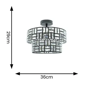 ValueLights Elise Black Acrylic Jewel Two Tier Ceiling Pendant Light with LED Bulb